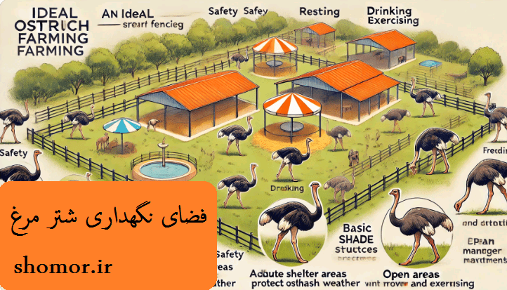 فضای نگهداری شتر مرغ